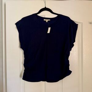 Madewell Navy Short Sleeve Ruched Side Tee